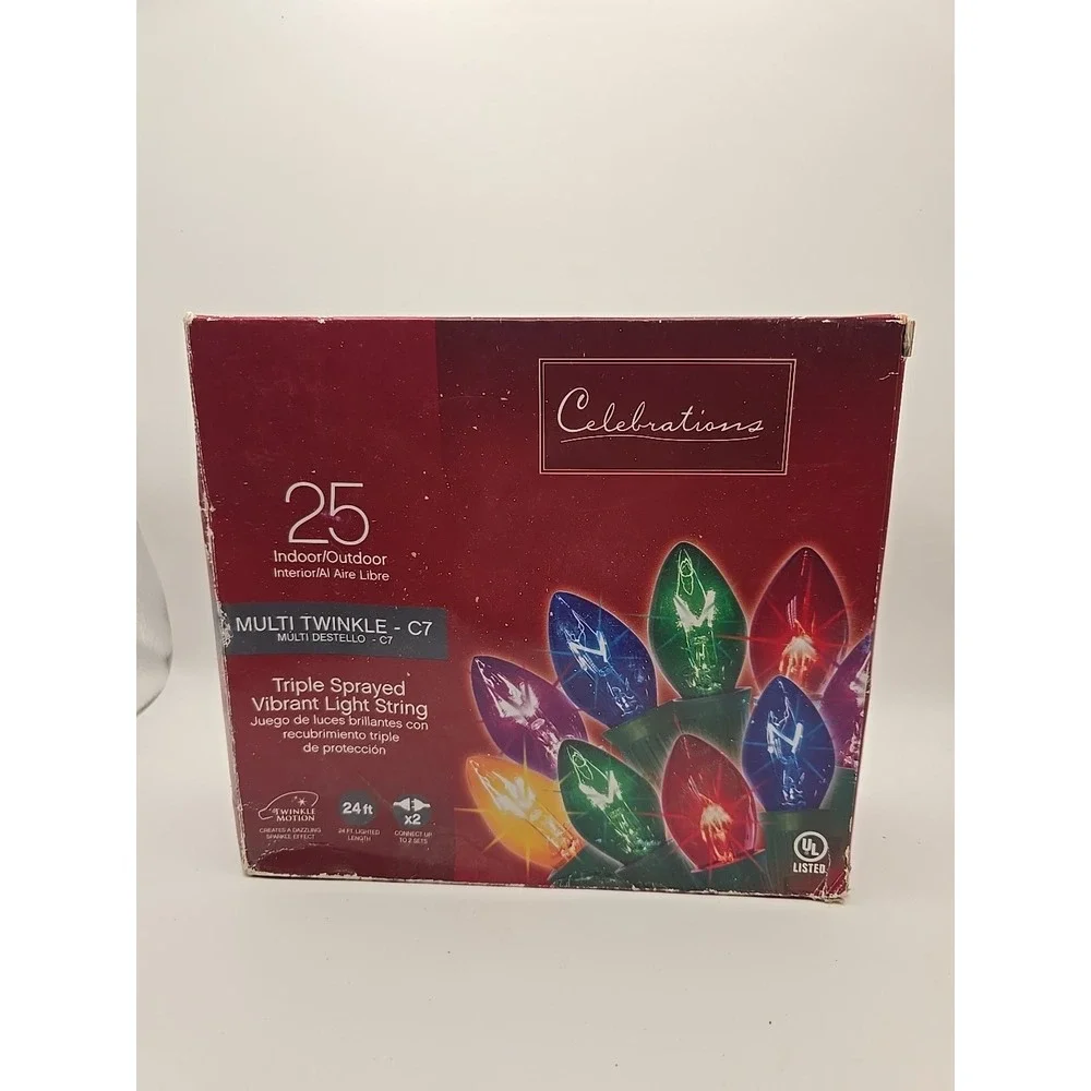 Celebrations Multicolor Transparent Vibrant Color Christmas Light String 24 Feet